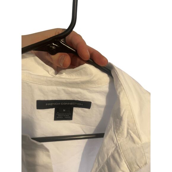 French Connection Rhodes Recycled Crepe Paper Popover Shirt in Winter White Size - Picture 2 of 7